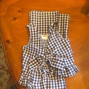 Rare Editions Navy and White Gingham Blouse